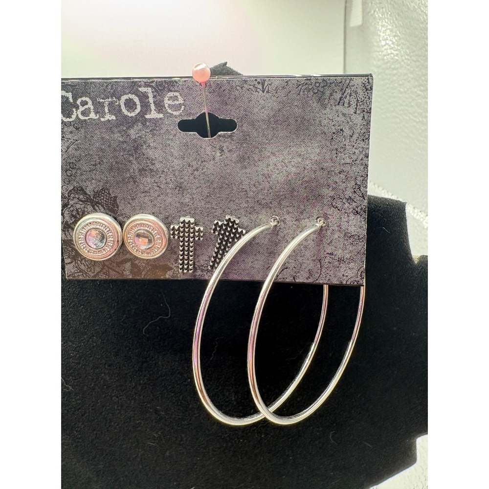 Carole‎ 3 Set Pierced Earrings (2 studs, 1 hoop)